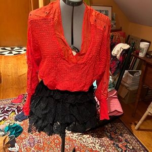 Classic free people cover up. There is a small hole on the backside.